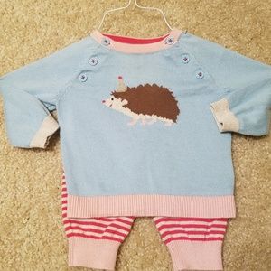 Baby Boden hedgehog sweater and pant set 6-12 mo